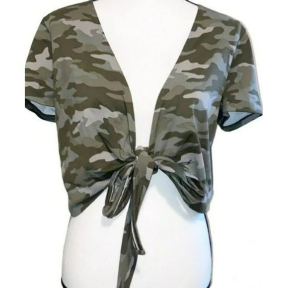 Pink Victoria Secret Camouflage Wrap Short Sleeve V Neck Shirt - Picture 5 of 6